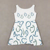 White sleeveless paisley Skater Dress designed with inspiration words love, peace, faith, destiny, eternity.