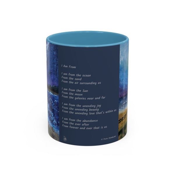 I Am From Poem and Scenic Art Mug (Milky Way Galaxy & Sunrise Beach)