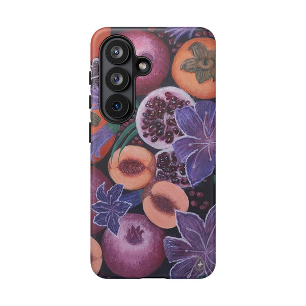 Artistic Phone Case - Painting of Fruits and Purple Lily Flowers