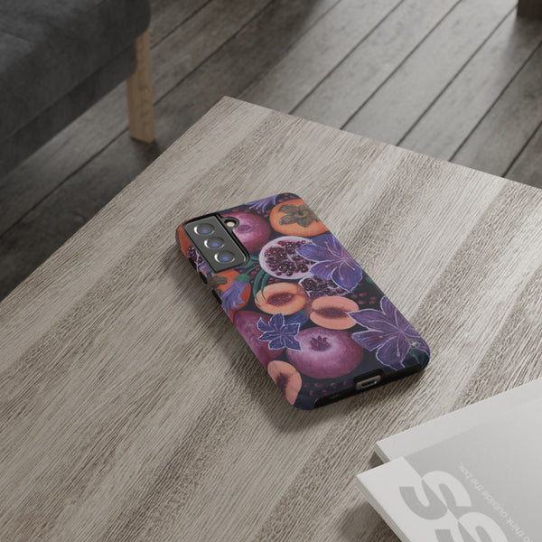 Artistic Phone Case - Painting of Fruits and Purple Lily Flowers