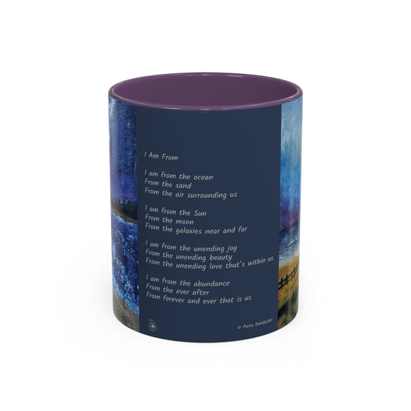 I Am From Poem and Scenic Art Mug (Milky Way Galaxy & Sunrise Beach)