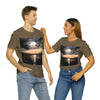 Floating - Short Sleeve Tee- Poem on Ocean Sunset Images on Each Side