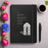 Hard cover notebook with "Come In" poem and doorway to being open to new inspirations..